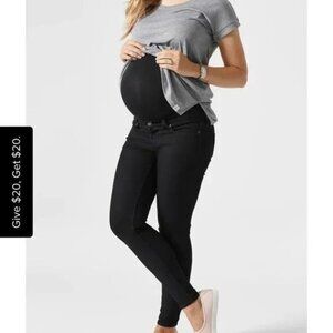 Blanqi Denim Maternity Support Black Distressed Skinny Jeans Size 4